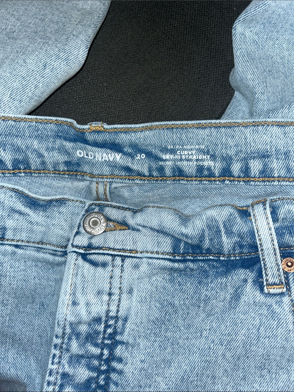 Old Navy Light Blue Straight-Leg High Waist Jeans sz 20 plus sz - Picture 7 of 12